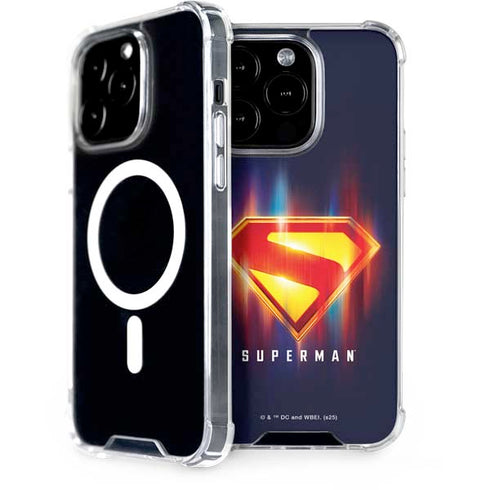 Superman 2025 Energy Shield Neon Emblem iPhone 15 Pro MagSafe Case